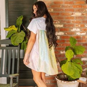 Queen of Sparkles Iridescent Sequin Cape Dress